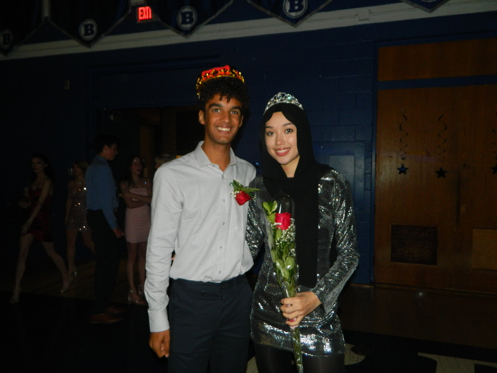 Homecoming court, Miles Ciani and Mona Ammar, after winning their titles.
