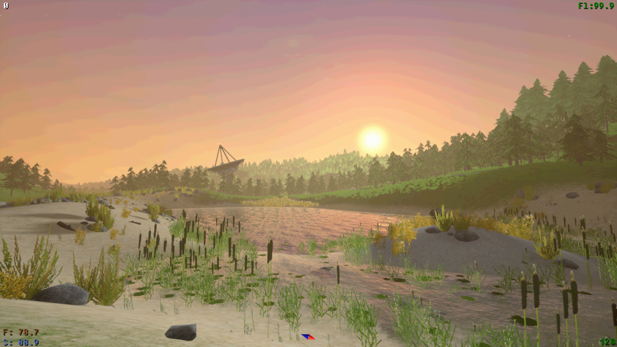 A screenshot of a large lake from Voices of the Void.