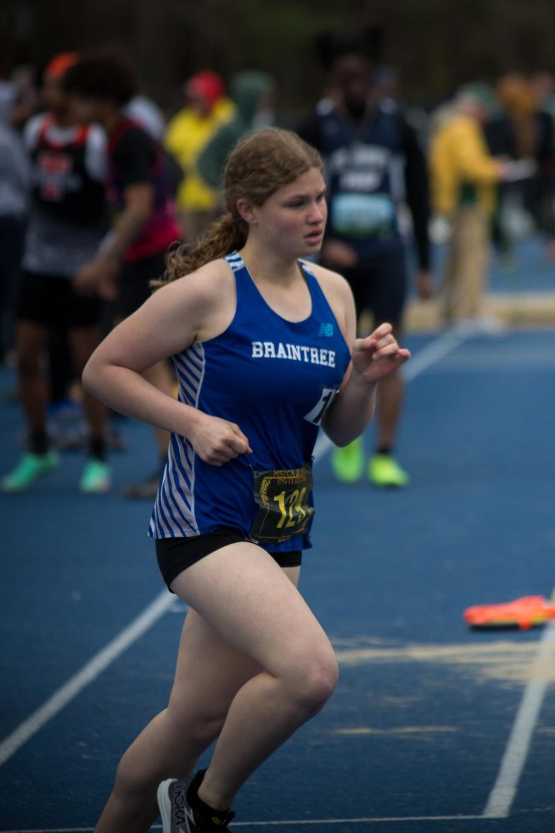 Braintree Sophmore Marissa Newcomb on the second lap during the 800m