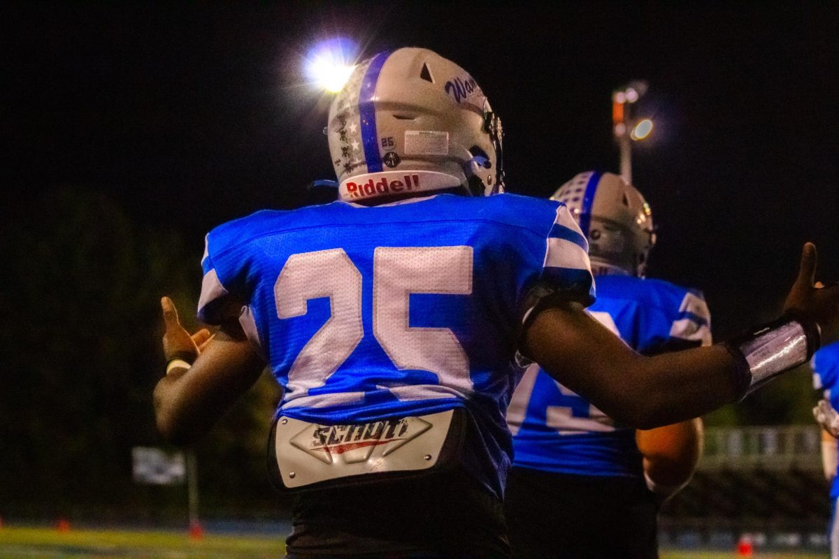 Aj Jean-Baptiste coming onto the field in the 3rd quarter at Alumni Stadium on September 27th, 2024.