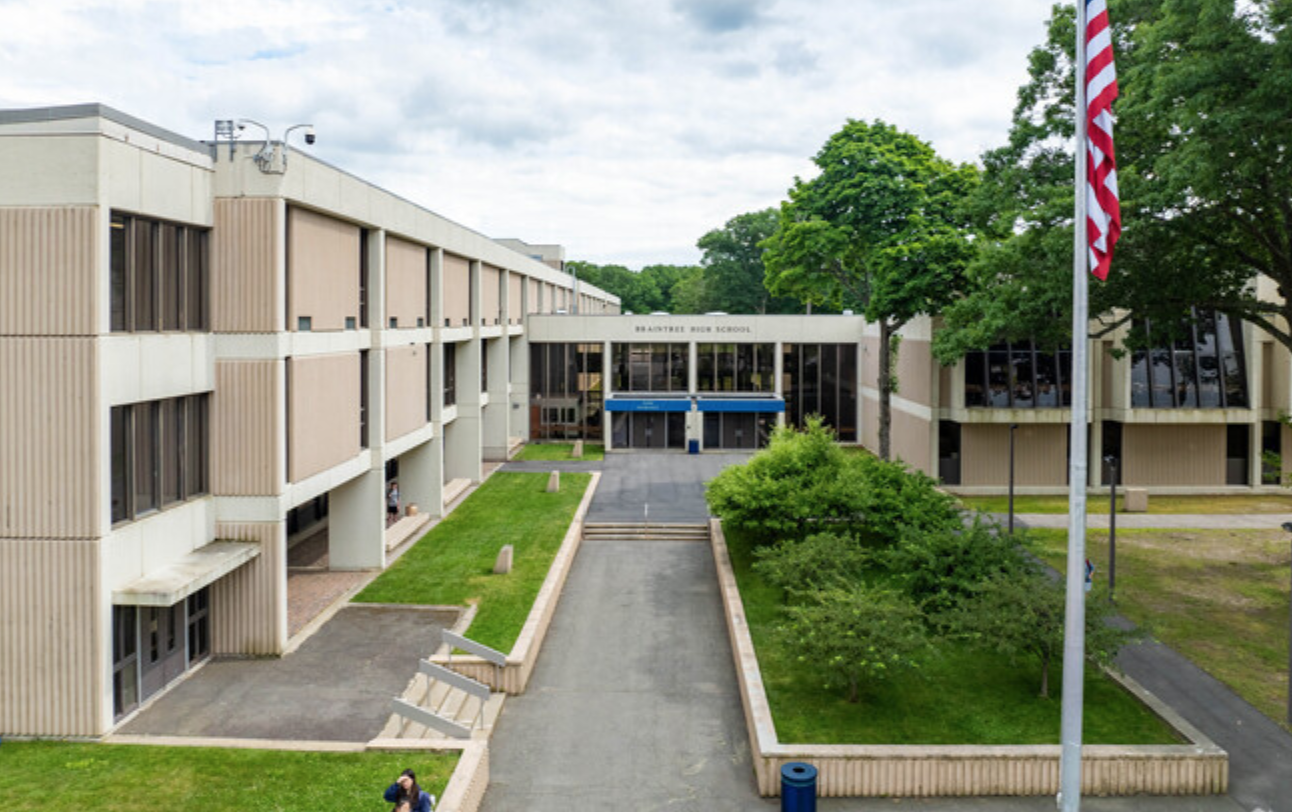 Front view of Braintree High School. 