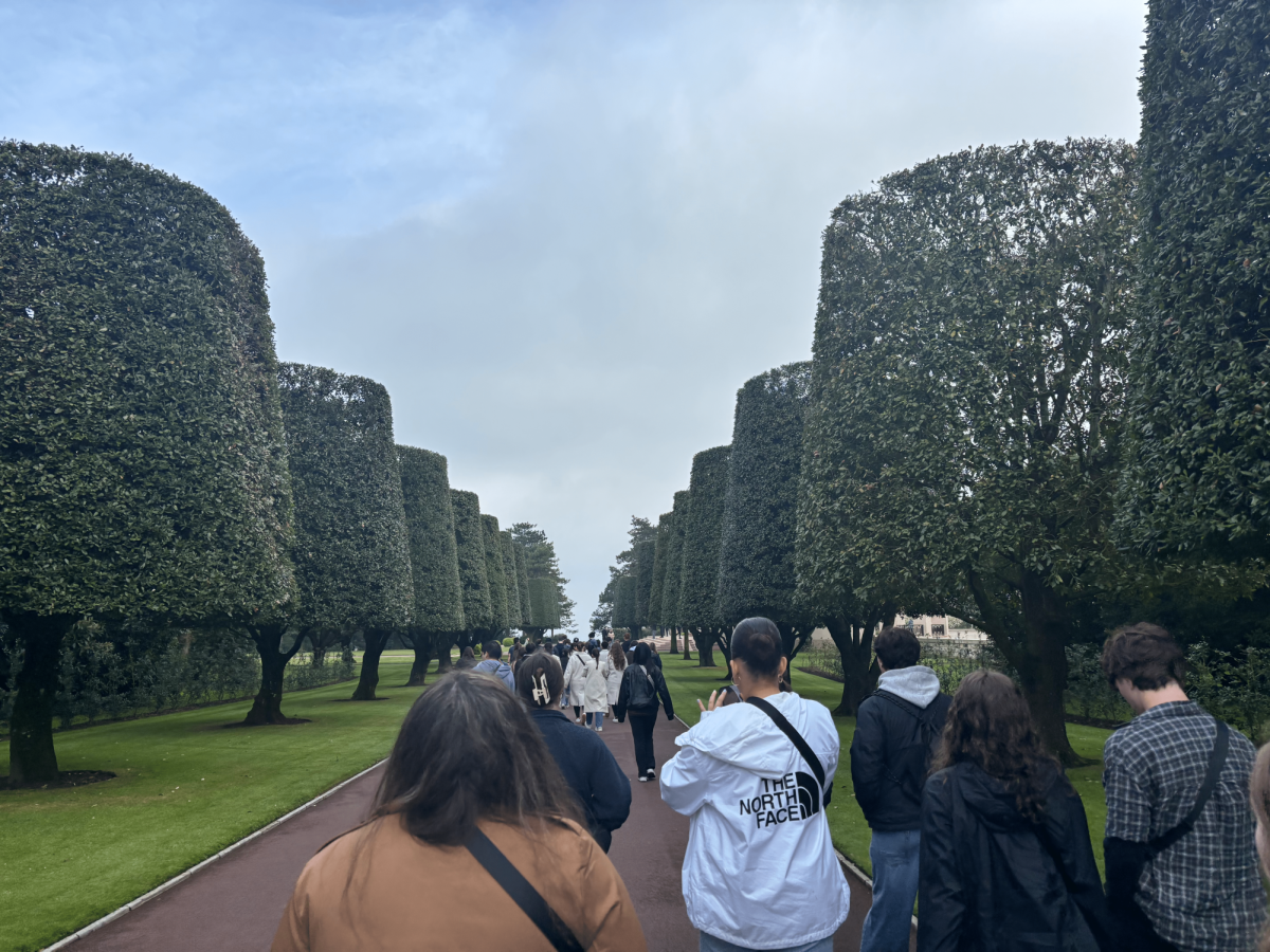 Braintree High students getting a tour of the American Cemetery of Normandy.  
