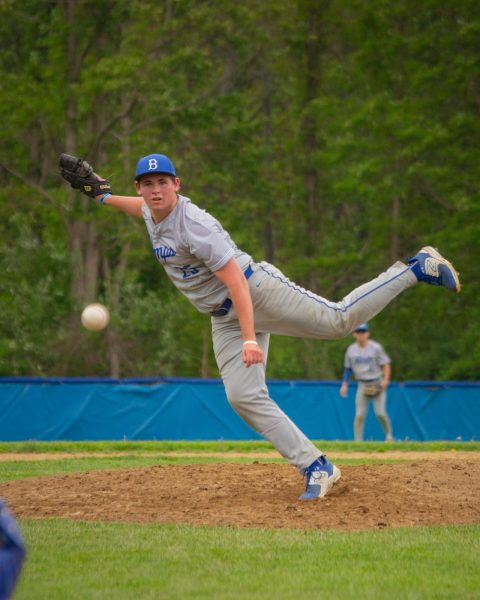 Sophomore Luke Joyce throwing heat at Veteran's Stadium, on May 17th, 2025.