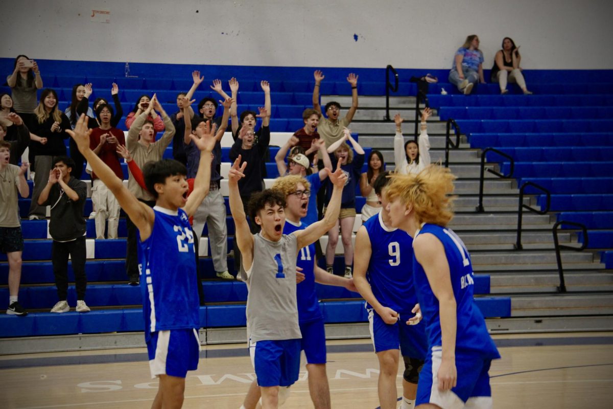 The team and the Braintree crowd, celebrate junior #16 Wyatt Lee’s hit.
