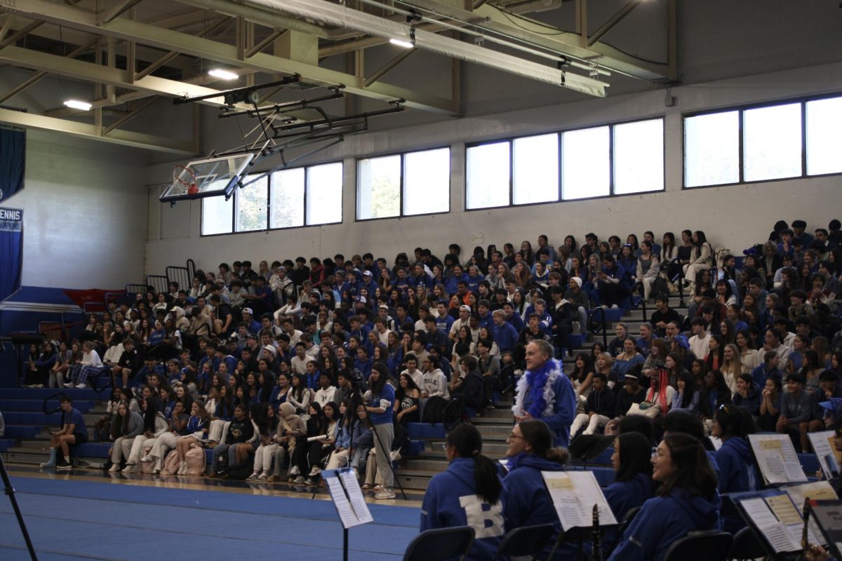 BHS students gather in the auditorium for the annual homecoming pep rally. 