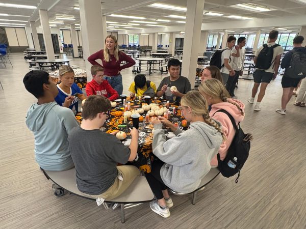 Best Buddies members in the BHS cafeteria enjoy their first party of the year.