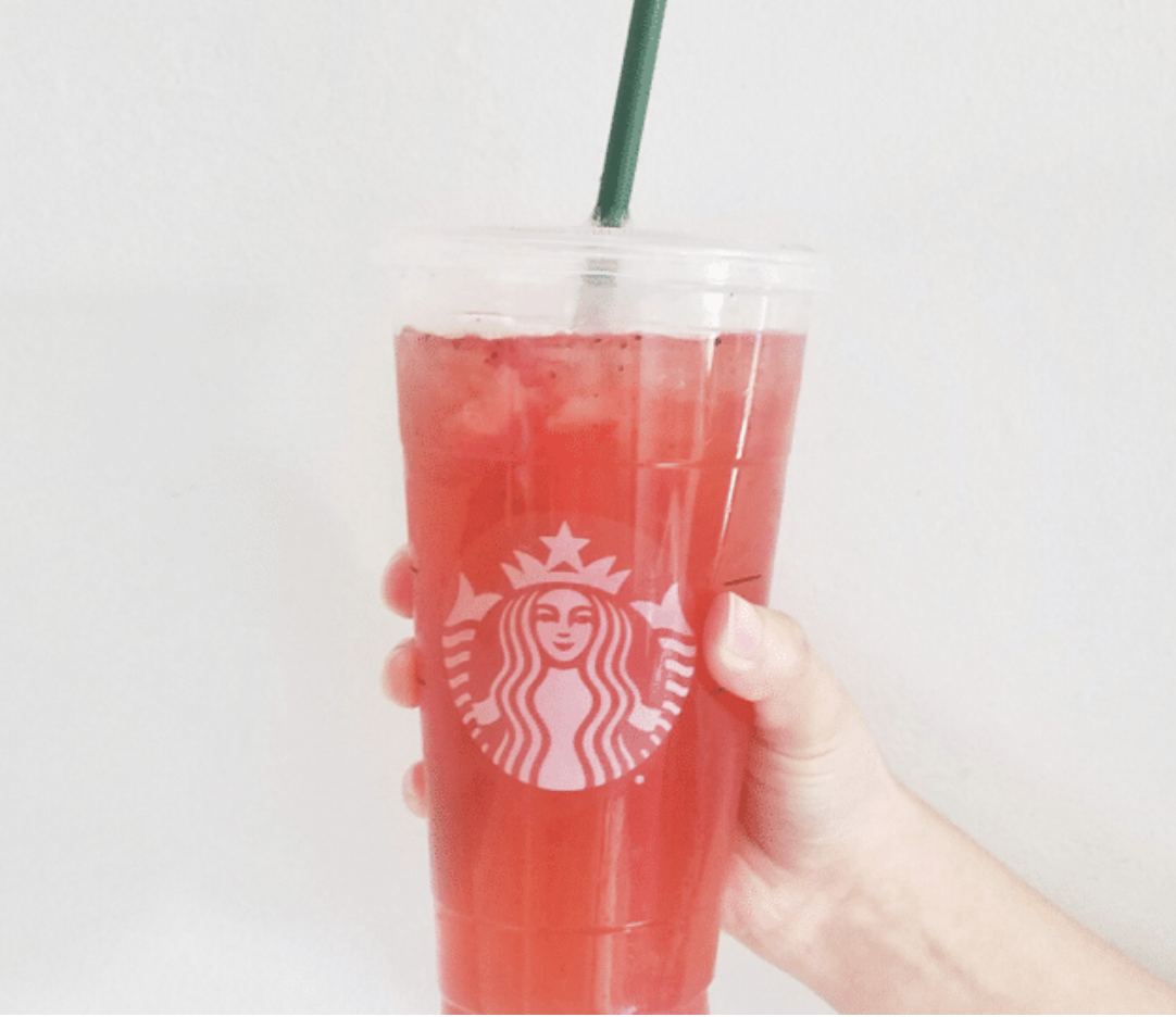 Strawberry acai refresher from the coffeehouse chain Starbucks (courtesy of Mandy Olive).